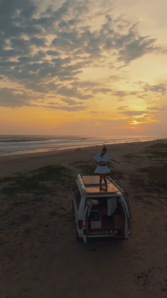 dancing on a campervan