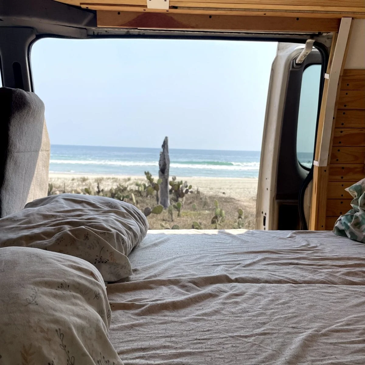 Bed inside the campervan