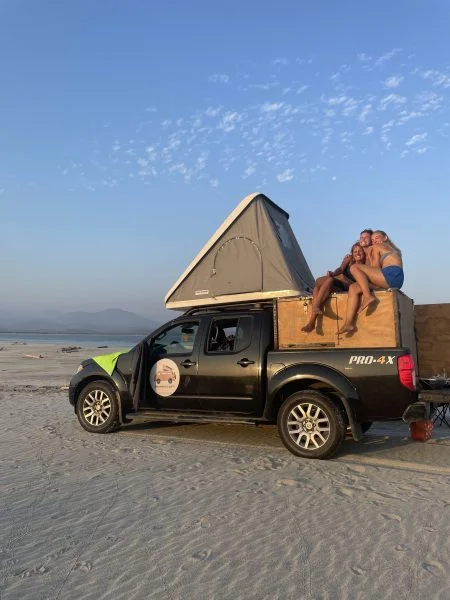 Kristina and Lisa with a 4x4 overlander